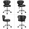 JOSTZHXIN Home Rolling Stool, PU Leather Rolling Chair with Back,