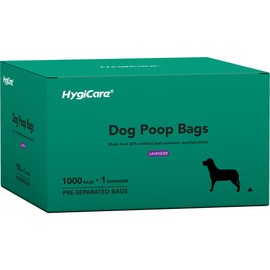 HygiCare Dog Poop Waste Bags with Dispenser, Lavender Scent, Extra Thick, Super Strong, 100% Leakproof, Easy to Use, Eco-friendly Material, 1000ct