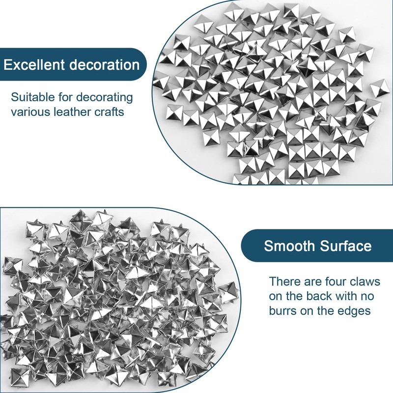 Hopton Pack of 100 Square Rivets Metal, Silver Rivets for