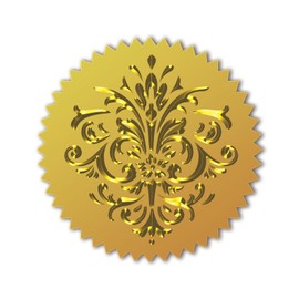 CHGCRAFT Pack of 100 Gold Foil Certificate Seal Baroque Gold Foil Embossed Stickers Gold Foil Embossed Certificate Seal Embossed Sticker for Envelope Invitation Letter Graduation Party