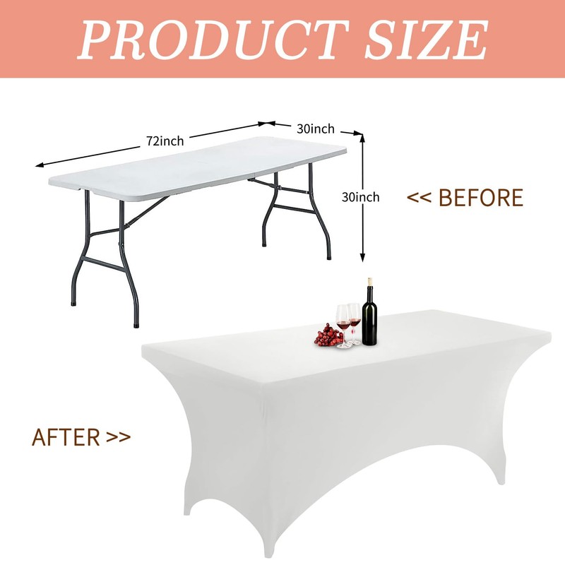 Kapwall 6 ft Elastane Tablecloth. [183 L x 75 W