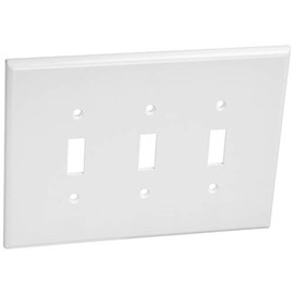 Leviton 88111 3-Gang Toggle Device Switch Wallplate, Oversized, Thermoset, Device Mount, White