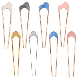 GWAWG 8 Pieces U Shaped French Hair Pins Vintage Hair Pins Fork for Hair Bun Metal French U Pins for Women and Girls Hair Styling Accessories