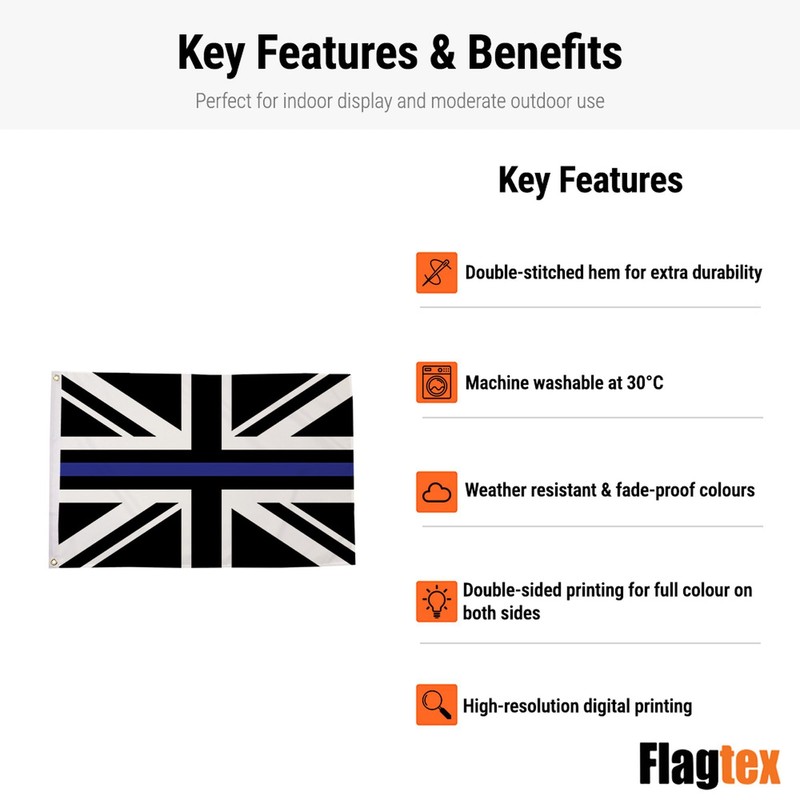 Flagtex Union Jack Thin Blue Line Flag 5ft x 3ft