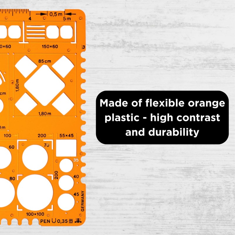Architect Stencil 1:50 - Architectural Template - Furniture Symbols for