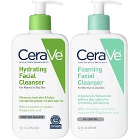 CeraVe Foaming Facial and Hydrating Cleanser, 24 Fluid Ounce                                                                                          