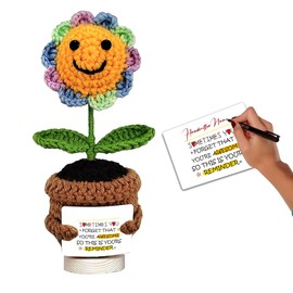 Inspirational Gifts for Men and Women - Hand Made Sunflower Crochet on The Front - Christmas, Birthday and Thank-You Gifts for Colleagues, Sisters, Friends, Teachers and Family (Sunflower-1)