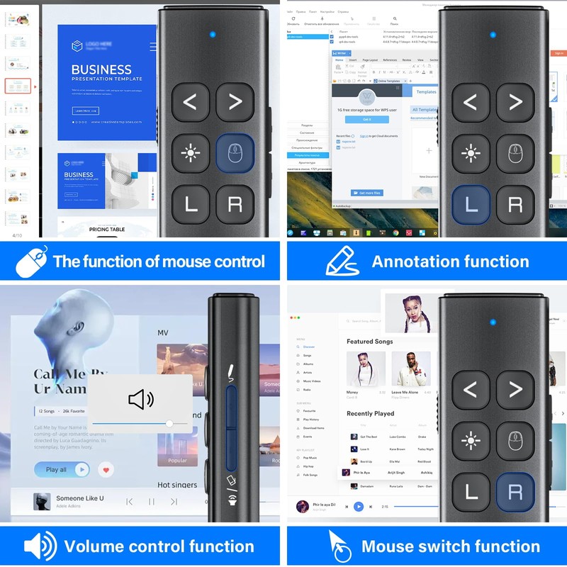 Presentation Clicker with Air Mouse - USB C Wireless Presenter