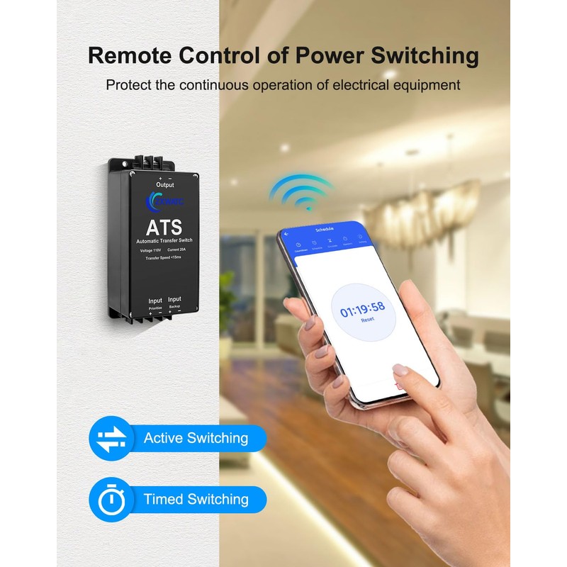 AC 110V 20A Dual Power Automatic Tranfer Switch, Main and