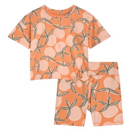 Jessica Simpson Baby Girls Shorts Set - 2 Piece Short Sleeve Top and Matching Cotton Biker Shorts for Infants & Toddlers, Size 18 Months, Orange