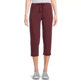 Athletic Works Women's Deep Red Chianti Core Knit Capri Pants Size M 8-10 NEW