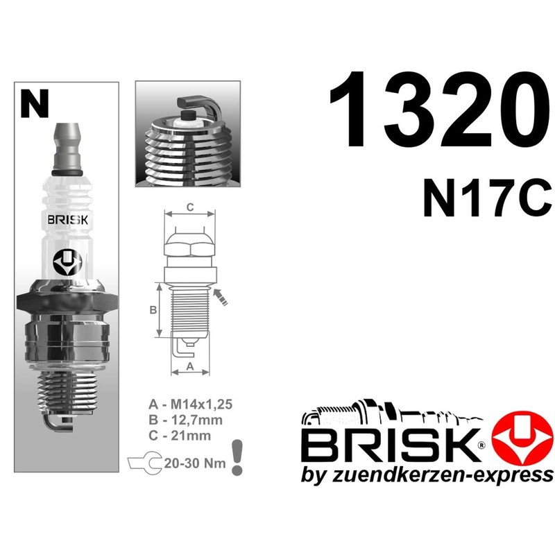 BRISK Super N17C 1320 Spark Plugs (Pack of 4)