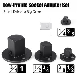 UIOMLLE UIOMLLE 4PCS Low Profile Impact Socket Adapter Set, Low Profile Socket Adapter for Tight Spaces, 3/4" to 1", 1/2" to 3/4", 1/2" | 1/4' to 3/8", for Automotive & DIY Tools (1 SETS)