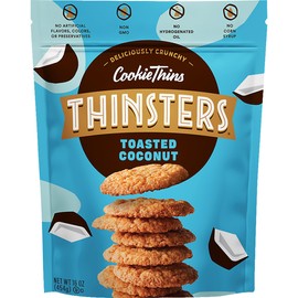 Thinsters Crunchy Thin Snack Cookies, Toasted Coconut, 16 oz (Pack of 2)