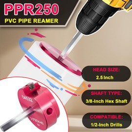 PPR250/04532 PVC Pipe Reamer 2-1/2-Inch Head with 3/8-Inch Hex Shaft compatible with Standard 1/2" Drills, Plastic Pipe Fitting Reamer Plumbing Tool for SCH40 PVC, ABS, CPVC Socket Saver
