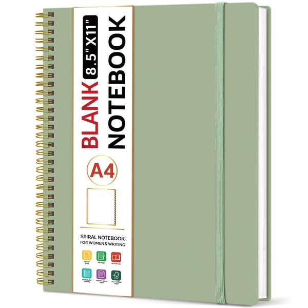 Taja Spiral Blank Notebook Journal for Work 8.5” x 11”,