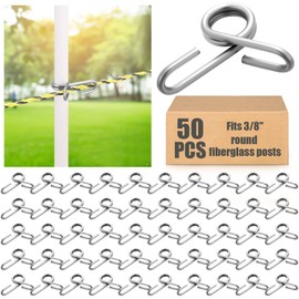 Blulu 50 Pcs Fiberglass Fence Post Clips for 3/8'' Round Rod, Stainless Steel Electric Fence Pigtail Insulator Clips, Round Rod Post Insulators (Silver)