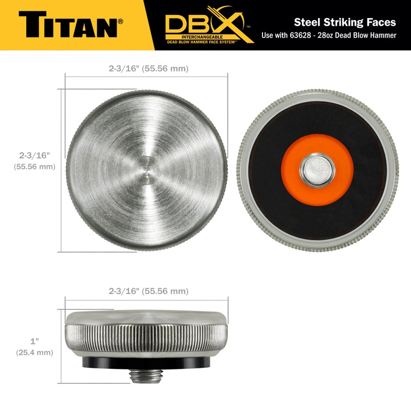 Titan 63637 Interchangeable Steel Striking Faces for Titan DBX 28oz