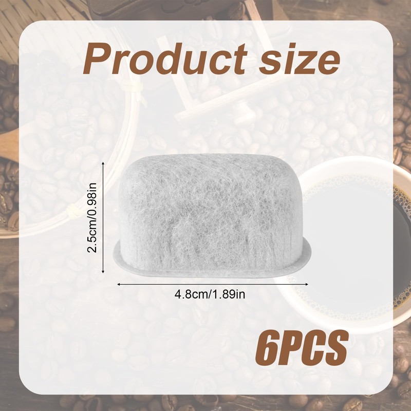 Pack of 6 Coffee Filters Replacement for Cuisinart, Activated Carbon