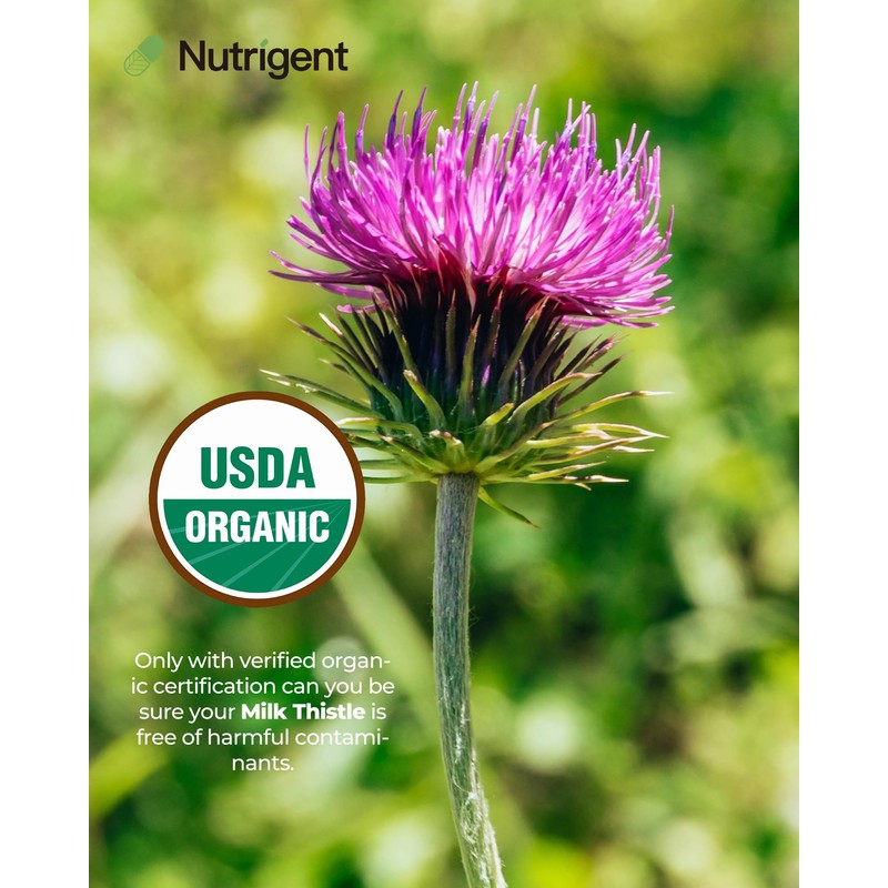 Nutrigent USDA Organic Milk Thistle Supplement, Silymarin Supplement 280 mg,