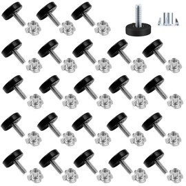 24Sets M6 Adjustable Furniture Levelers, Leveling Feet Screw in Chair Feet with T-Nuts Table Chair Leveler Furniture Glide Leveling Feet for Tables,Chairs,Furniture Legs,Cabinets