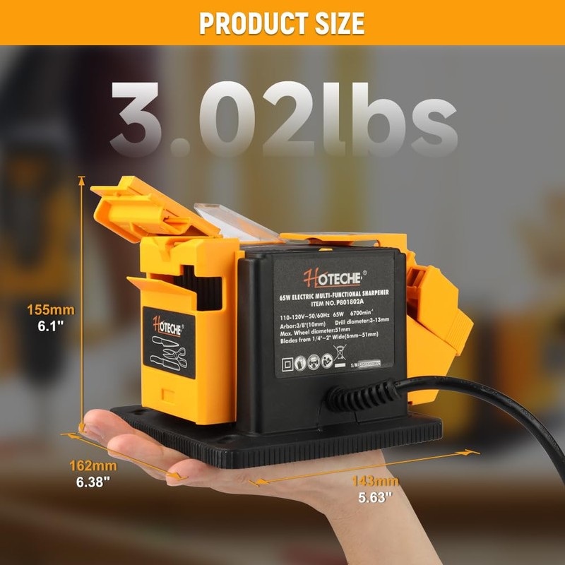 Hoteche 3-in-1 Electric Multi-Functional Sharpener 65W Universal Sharpening Station Grinding