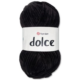 Frida's Wollhaus YarnArt 100 g Dolce Chenille Wool Yarn Knitting Crochet Amigurumi 64 Colours (742 | Black)