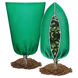 Abimars Thicker Plant Covers Freeze Protection Jacket 2.36 oz/yd², 3.2'x5' Reusable Winter Plant Covers with Drawstring & Zipper, 2 Pack Light, Porous Fabric for Plant Breathing