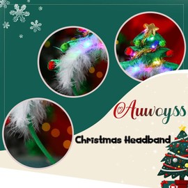 Auwoyss Christmas Led Headband Xmas Light up Costume Headband Reindeer Headwear Party Hair Hoop Fashion Christmas Accessories (H)