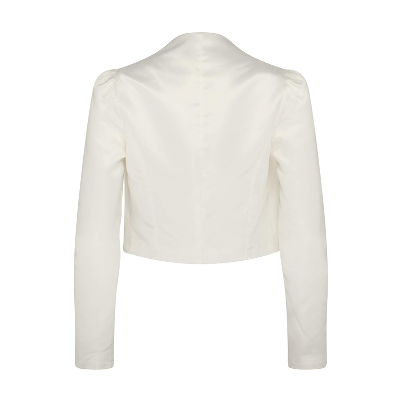 Bolerose formal satin long sleeve Bolero jacket - off-white, size: