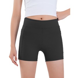 KEREDA Girls Kids Cycling Shorts Pe Shorts for Girls Yoga Sports Bike School 9-10 Years Black