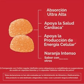 Gomitas CoQ10, Qunol CoQ10 100 mg, deliciosos suplementos de gomitas, ayuda a apoyar la salud del corazón, vegano, sin gluten, absorción ultra alta, s
