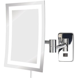 JERDON Wall Mount Makeup Mirror with 5X Magnification - 8.75” x 6.5” Rectangular Design Extends 15.5” from The Wall – Chrome Finish – Direct Wire Only – Model JRT710CLD