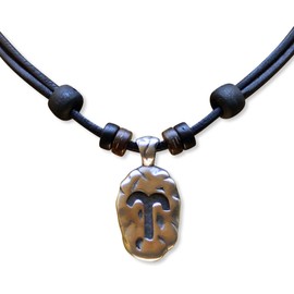 Hana Lima 1 of 12 Zodiac Signs on Adjustable Horoscope Leather Necklace, Surfer Chain, Pewter
