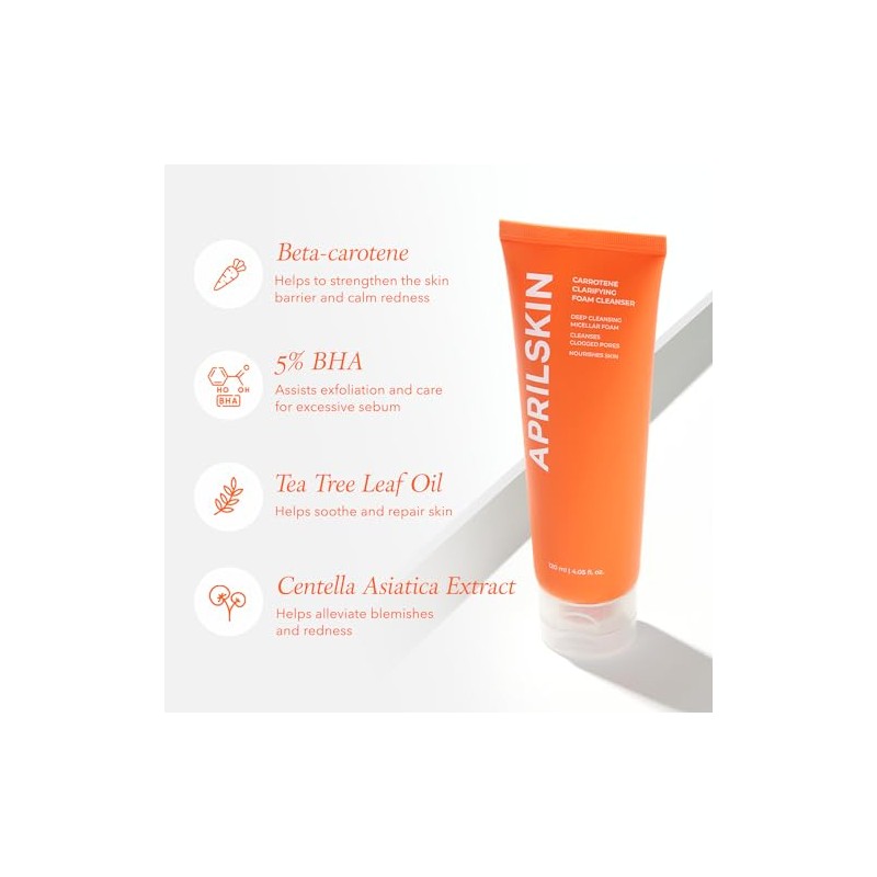 APRILSKIN - Carrotene Limpiador de espuma clarificante | Piel grasosa,