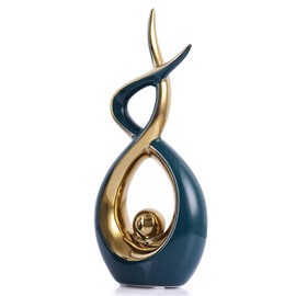 PlivBloom Gold Green Modern Sculpture Table Decorations, Ceramic Knick Knacks Statues for Living Room Decor, Tv Stand and Desk Decor, Suitable for Coffee Tables and Shelf Decorations, Great Gift Idea