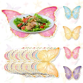 Gold Glitter Butterfly Cardboard Paper Placemats 4 colors,Colorful Butterfly Atmosphere Decoration Disposable Meal Mat 48 Pcs for Wedding party birthday atmosphere decoration Party Supplies