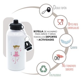 Susiko Girl's Aluminium Bottle Footballer, Girls, White, 600 ml