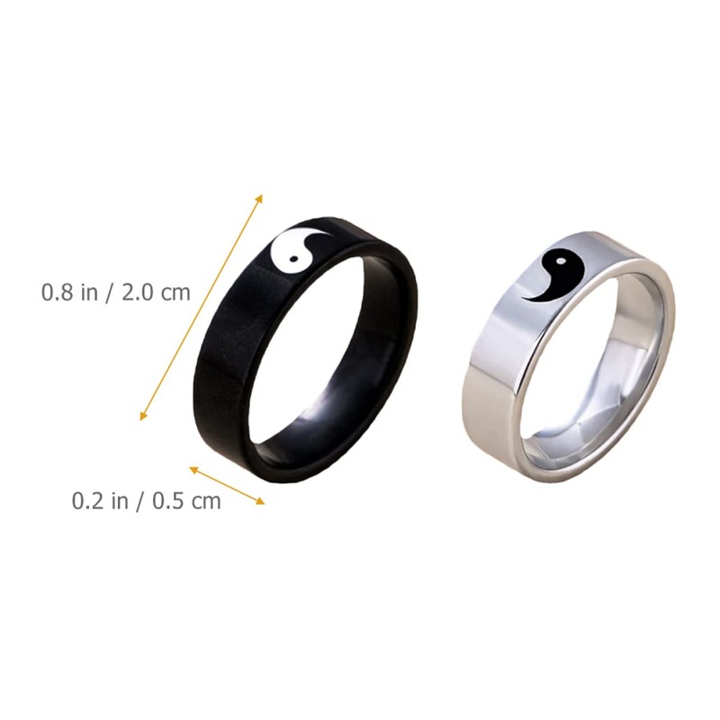 SAFIGLE 2sets 2pcs Couple Rings Decorative Tai Chi Gossip Sign