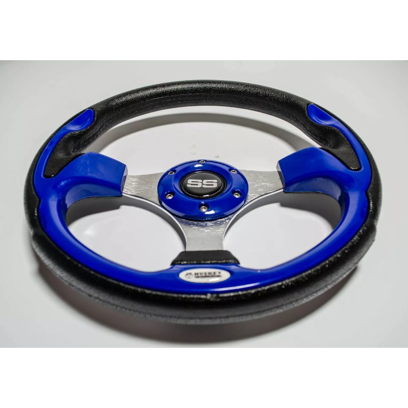 Huskey Blue SS Golf Cart Steering Wheel w/ Hub Adapter