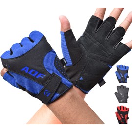 AQF Weight Lifting Gloves Ultralight Breathable Gym Gloves for Workout, Fitness, Cross Training, Bodybuilding Men Women (L, Blue)