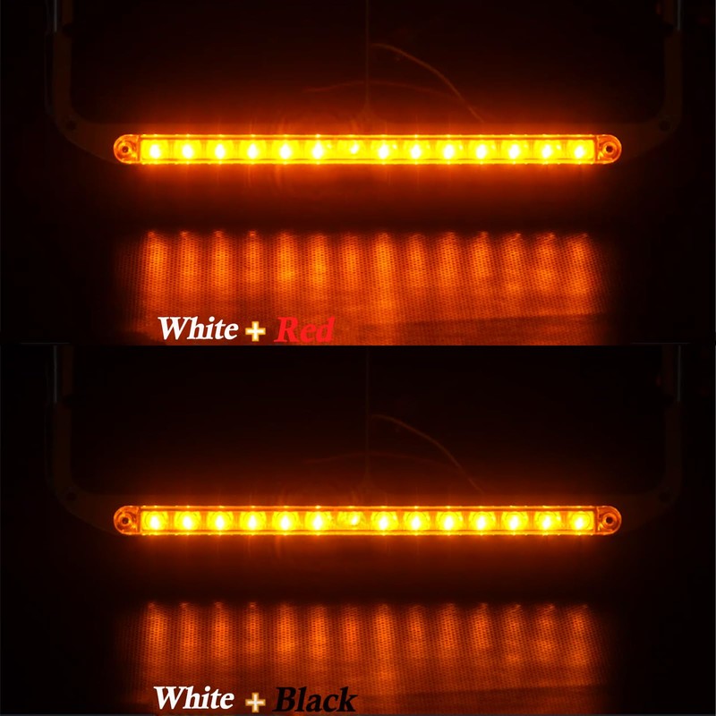 GaeaAuto Pair Headlight Bezel Trim Chrome with 12" Amber LED