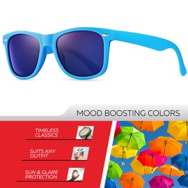 Retro Rewind Polarized Sunglasses for Men and Women - UV Protection Classic Mens Womens Sun Glasses - Cool Vintage 80s Shades