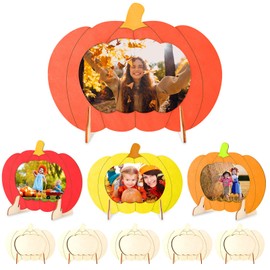 Geelin Thanksgiving Wooden Pumpkin Photo Frame Crafts Fall DIY Picture Frames Bulk for Thanksgiving Home Table Tabletop Decorations(6 Pack,Classic)