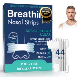 Yakiter 44 Tiras Nasales Antirronquidos Mejorados,Drug-Free Nasal Strips Transparente,Alivio Instantáneo de Congestión Nasal,Cintas Nasales para...   