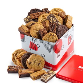 David's Cookies 5lb Assorted Cookies & Brownies Tin Gift Basket – Fresh-Baked Delicious Gourmet Treats for Sharing | Ideal Party Pack Gift Basket for Family, Friends, Holidays, & Special Occasions