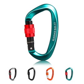 D.E. Carabiner, Ultra Lightweight, High Strength, CE Certified, Large, 25 KN/Small 16 KN, Aluminum, D-Ring Type, Lock, Mountaineering Button, For Outdoors, Hammocks, Camping, Climbing, Backpack Hooks,