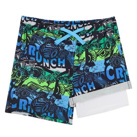 KAKU NANU Boys Swim Trunks Compression Liner Bathing Swimsuit Quick Dry Boxer Brief Beach Board Shorts with Pockets(Green,4T)