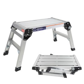 Pro-Lift Work Platform Aluminum Step– 35.6"x15.55"x15.74" Ladder Portable Work Bench Aluminum Folding Step Stool with Non Skid Platform Step with Max 400 lbs Capacity, for Washing Vehicles, Cleaning.