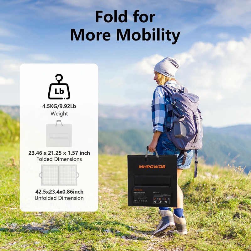 Solar Charger 110W Portable Solar Panel, IP67 Waterproof Foldable Solar